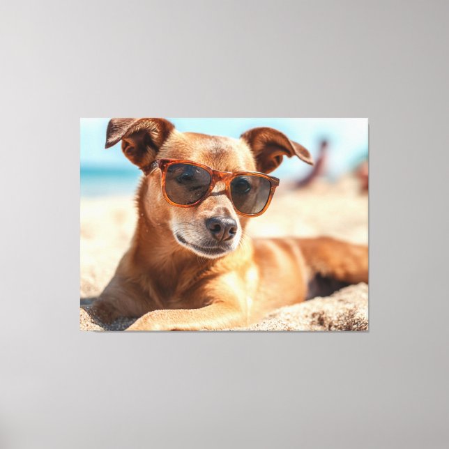 Lienzo Sun, Sand, and Style: The Ultimate Beach Dog (Anverso)