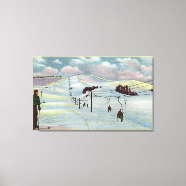 Lienzo Sun Valley, ID - Sawtooth Mnts. Esquí en bicicleta (Anverso)