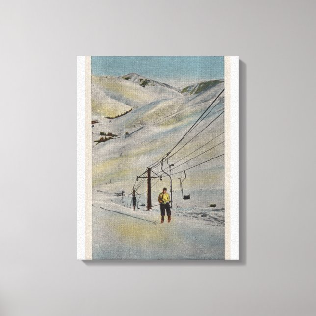 Lienzo Sun Valley, IDMountain Scene, el esquí se levanta (Anverso)