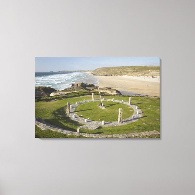 Lienzo Sundial y Perran Beach, Perranporth, Cornwall, (Anverso)