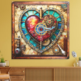 Lienzo Sunflower Stained Glass Heart Steampunk Series