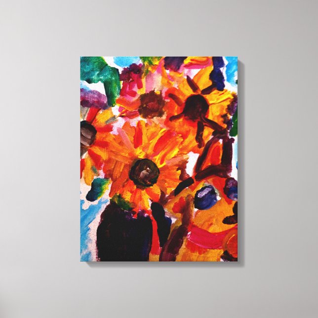 Lienzo Sunflowers and chihuahua  (Anverso)