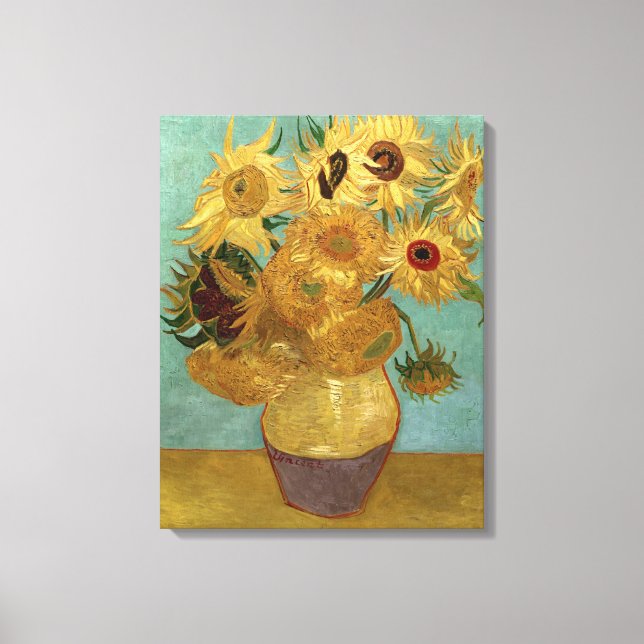 Lienzo Sunflowers en un Bella Artes Vase Van Gogh (Anverso)