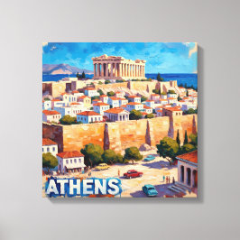 Lienzo Sunlit Athens Acropolis View Canvas Art
