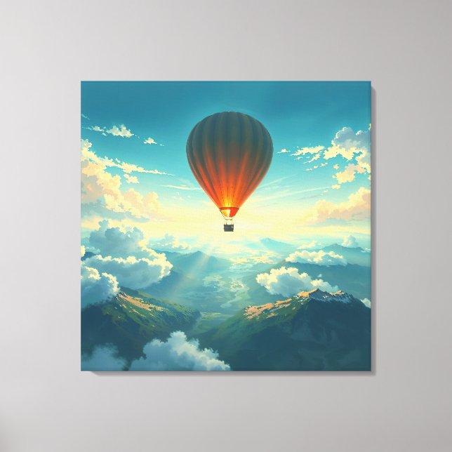 Lienzo Sunlit Balloon Ride - Dreamlike Illustration Style (Anverso)