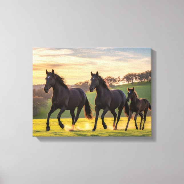 Lienzo Sunlit Gallop – Majestic Horses Running Wall Art (Anverso)