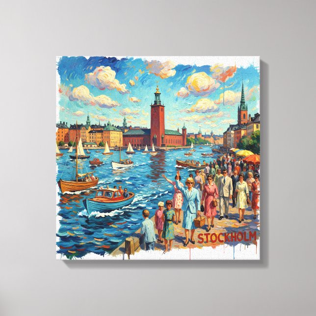 Lienzo Sunlit Stockholm Harborfront Canvas Art (Anverso)