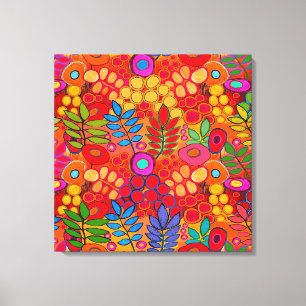 Lienzo Sunny Garden Flowers - Red Yellow Orange
