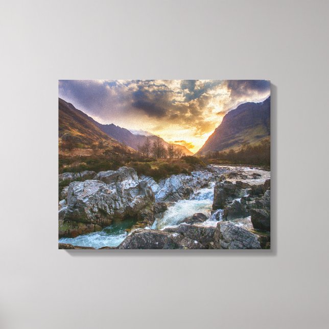 Lienzo Sunrise in Glen Coe, Escocia Highlands (Anverso)