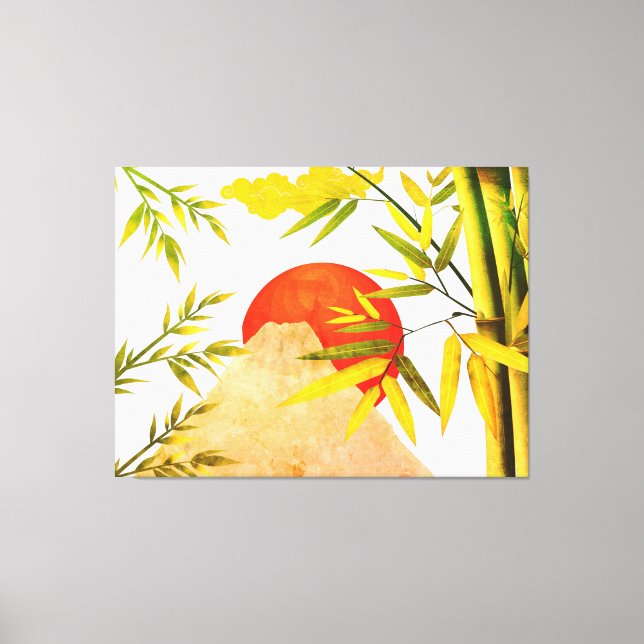 Lienzo Sunrise Japonesa Oriental Con Bambú (Anverso)