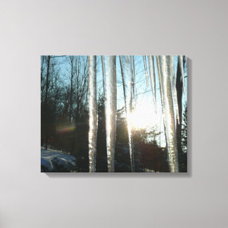 Lienzo Sunrise Through Icicles Winter Nature Photography