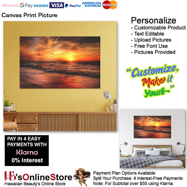 Lienzo Sunset Beach Canvas Print Picture 17 (Sunset Beach Canvas Print Picture 17.)