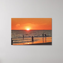 Lienzo Sunset Beach Wall Art Coastal Ocean Decor