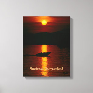 Lienzo Sunset by Montreux Switzerland