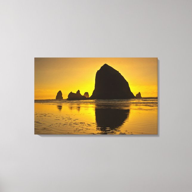 Lienzo Sunset, Cannon Beach, Oregon, Estados Unidos (Anverso)