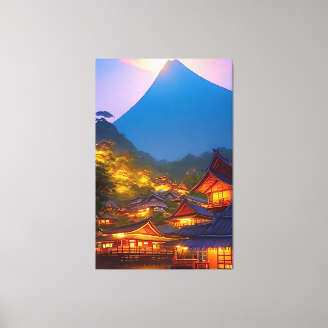 Lienzo Sunset de aldea indonesia (Anverso)