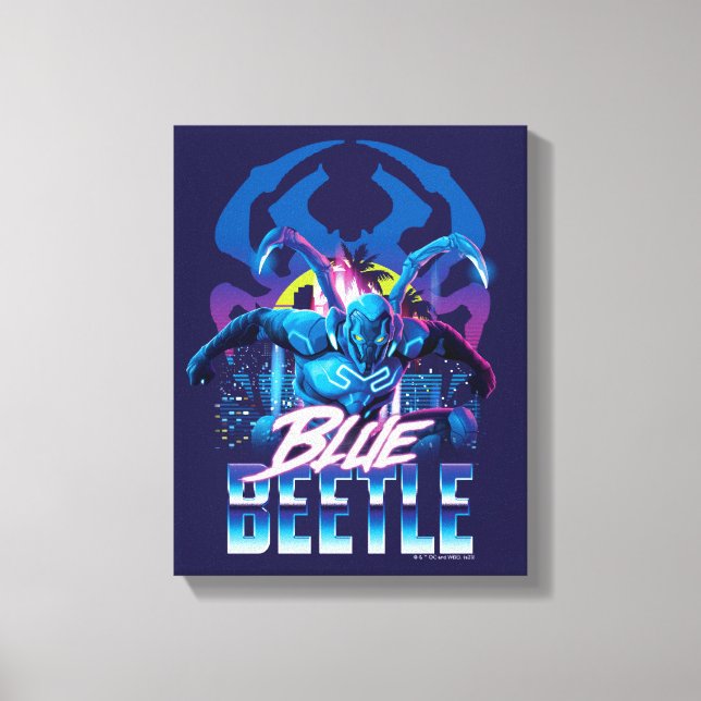 Lienzo Sunset de Blue Beetle Retrowave City (Anverso)