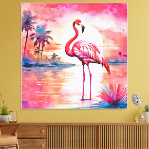Lienzo Sunset de Flamingo Rosa