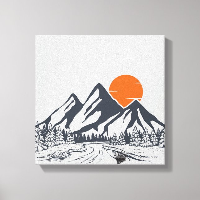 Lienzo Sunset de montaña tranquila (Anverso)