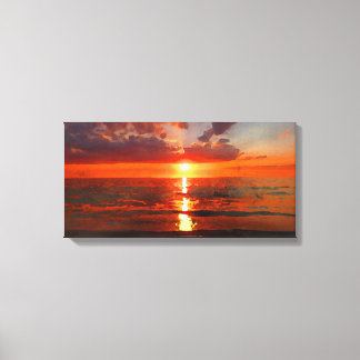 Lienzo Sunset de Watercolor Beach