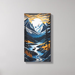 Lienzo Sunset Deer Canvas Wall Art