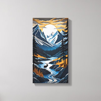 Lienzo Sunset Deer Canvas Wall Art