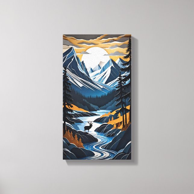 Lienzo Sunset Deer Canvas Wall Art (Anverso)