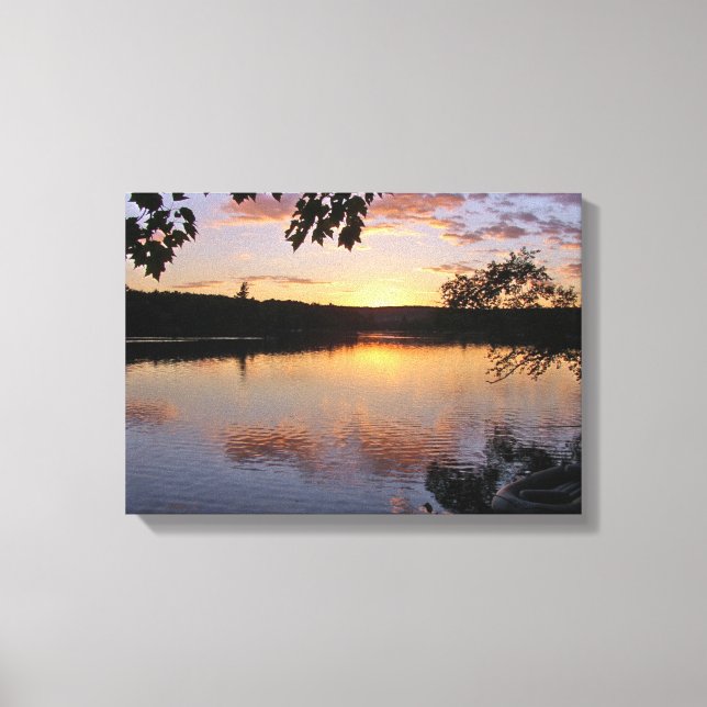 Lienzo Sunset en el lago St. George, Maine (Anverso)