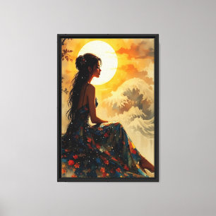 Lienzo Sunset Muse Fantasy Floral Canvas Wall Art