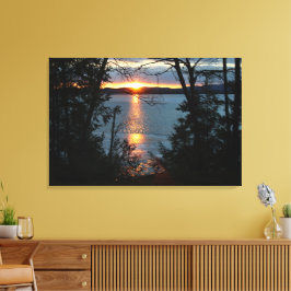 Lienzo Sunset Over Forest Lake