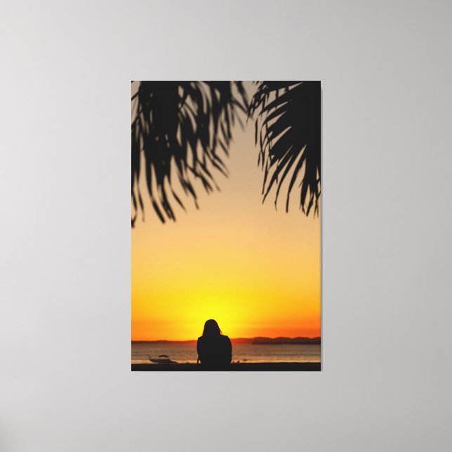 Lienzo Sunset Silhouette: Tropical Serenity (Anverso)