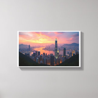 Lienzo Sunset View Hongkong's City Skyline from the PEAK