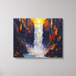 Lienzo Sunset Waterfall Premium Wraplin Canvas Wall Art