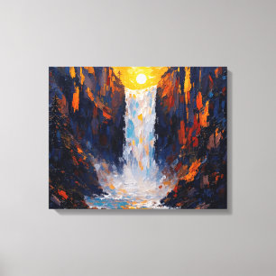 Lienzo Sunset Waterfall Premium Wraplin Canvas Wall Art