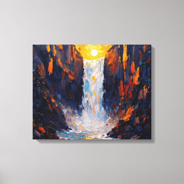 Lienzo Sunset Waterfall Premium Wraplin Canvas Wall Art (Anverso)