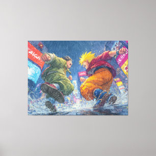 Lienzo Super Saiyan Goku Lucha Épica bajo la Lluvia