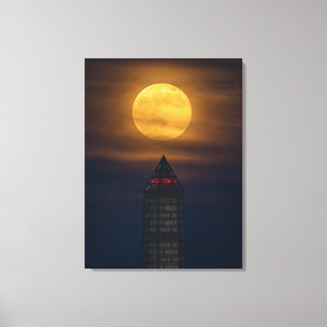 Lienzo Supermoon sobre el Monumento a Washington (Anverso)