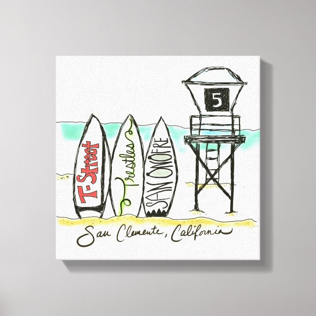 Lienzo Surf San Clemente Leyenda (Anverso)