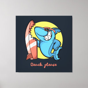 Lienzo Surf Shark Beach Por Favor