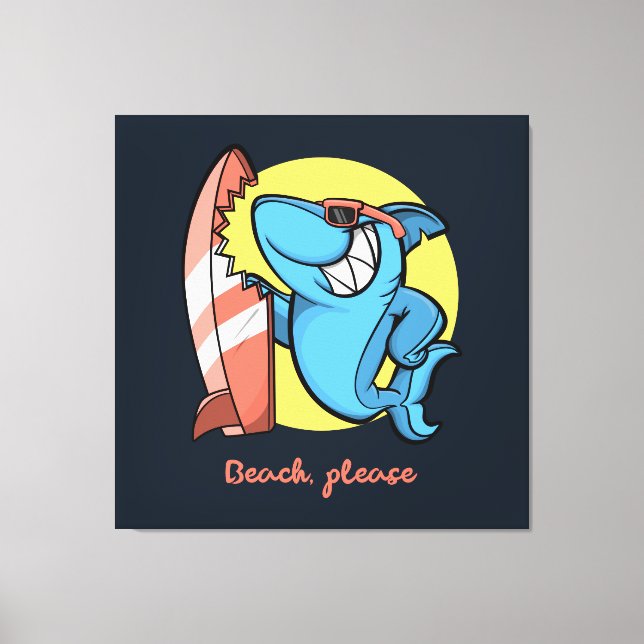 Lienzo Surf Shark Beach Por Favor (Anverso)