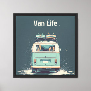 Lienzo Surf Van Splash – Camper Retro de Playa