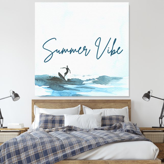 Lienzo Surf Watercolor Summer Vibe (Insitu(Dormitorio))