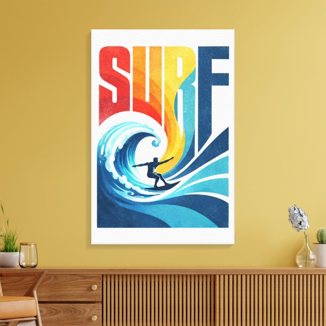 Lienzo SURF Wave Surfer – Retro Surf Lifestyle Art (Insitu (Sala de estar))