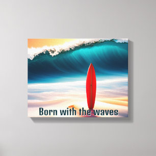 Lienzo Surfboard vertical en arena