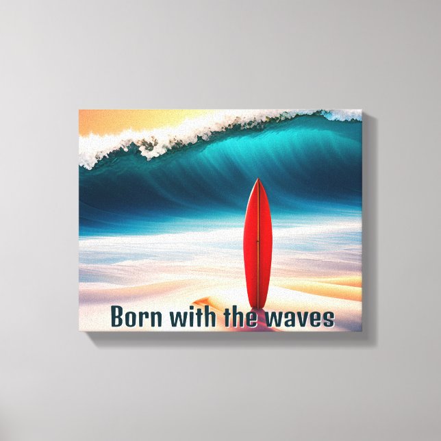 Lienzo Surfboard vertical en arena (Anverso)