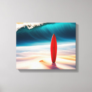Lienzo Surfboard vertical en arena