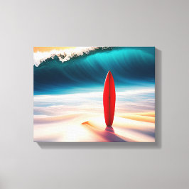 Lienzo Surfboard vertical en arena