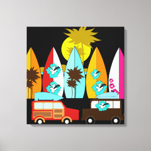 Lienzo Surfboards Beach Bum Surfing Hippie Vans