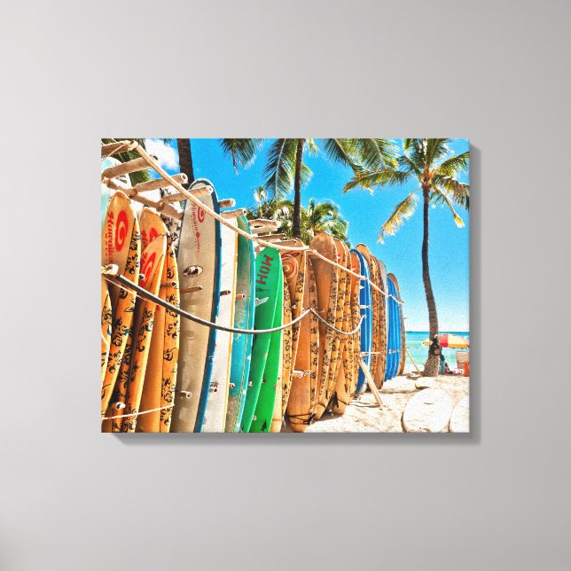 Lienzo Surfboards en Waikiki Beach, Hawaii (Anverso)