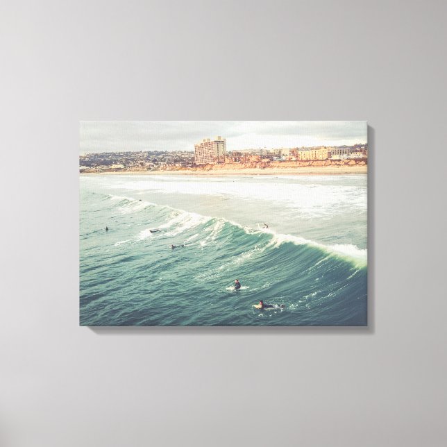 Lienzo Surfer Wall Art, Pacific Beach San Diego Canvas (Anverso)